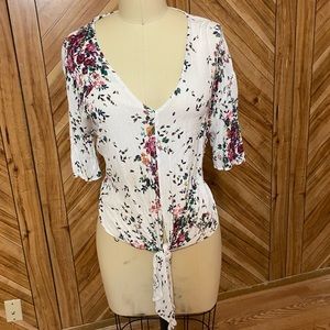 Tie front floral blouse